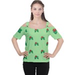 sequin christmas Holly Women s Cutout Shoulder Tee