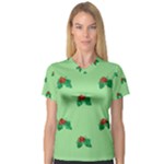 sequin christmas Holly Women s V-Neck Sport Mesh Tee