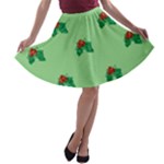 sequin christmas Holly A-line Skater Skirt