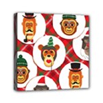 christmas hipster monkeys  Mini Canvas 6  x 6  (Stretched)