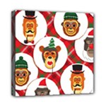 christmas hipster monkeys  Mini Canvas 8  x 8  (Stretched)