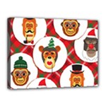 christmas hipster monkeys  Canvas 16  x 12  (Stretched)