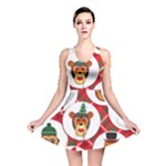 christmas hipster monkeys  Reversible Skater Dress