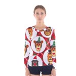 christmas hipster monkeys  Women s Long Sleeve Tee