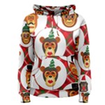 christmas hipster monkeys  Women s Pullover Hoodie