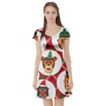 christmas hipster monkeys  Short Sleeve Skater Dress