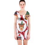 christmas hipster monkeys  Short Sleeve Bodycon Dress