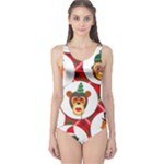 christmas hipster monkeys  One Piece Swimsuit