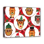 christmas hipster monkeys  Canvas 14  x 11  (Stretched)