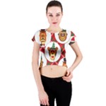 christmas hipster monkeys  Crew Neck Crop Top