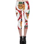 christmas hipster monkeys  Capri Leggings 