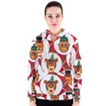 christmas hipster monkeys  Women s Zipper Hoodie