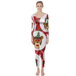 christmas hipster monkeys  Long Sleeve Catsuit