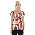 christmas hipster monkeys  Women s Cap Sleeve Top