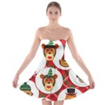 christmas hipster monkeys  Strapless Bra Top Dress