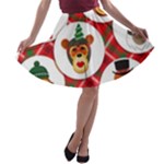 christmas hipster monkeys  A-line Skater Skirt