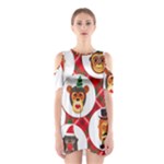 christmas hipster monkeys  Shoulder Cutout One Piece