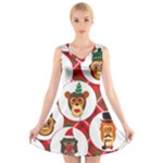 christmas hipster monkeys  V-Neck Sleeveless Dress