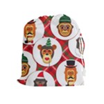 christmas hipster monkeys  Drawstring Pouch (XL)