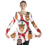 christmas hipster monkeys  Long Sleeve Tunic 