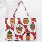 christmas hipster monkeys  Medium Zipper Tote Bag