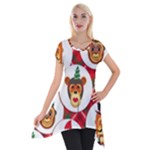 christmas hipster monkeys  Short Sleeve Side Drop Tunic