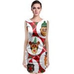 christmas hipster monkeys  Sleeveless Velvet Midi Dress