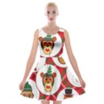 christmas hipster monkeys  Velvet Skater Dress