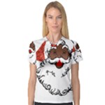 sequin African santa claus Women s V-Neck Sport Mesh Tee