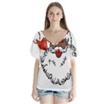 sequin African santa claus V-Neck Flutter Sleeve Top