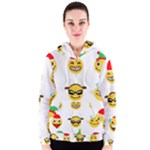 Xmas Emoji Happy Faces Women s Zipper Hoodie