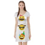 Xmas Emoji Happy Faces Short Sleeve Skater Dress