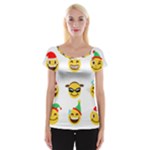 Xmas Emoji Happy Faces Women s Cap Sleeve Top