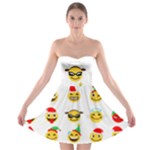 Xmas Emoji Happy Faces Strapless Bra Top Dress