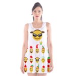 Xmas Emoji Happy Faces Scoop Neck Skater Dress