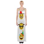 Xmas Emoji Happy Faces Maxi Thigh Split Dress