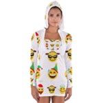 Xmas Emoji Happy Faces Women s Long Sleeve Hooded T-shirt