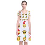 Xmas Emoji Happy Faces Short Sleeve Front Wrap Dress