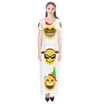 Xmas Emoji Happy Faces Short Sleeve Maxi Dress