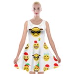 Xmas Emoji Happy Faces Velvet Skater Dress