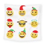 Xmas Emoji Happy Faces Square Tapestry (Large)