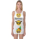 Xmas Emoji Happy Faces One Piece Boyleg Swimsuit