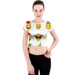 Xmas Emoji Happy Faces Crew Neck Crop Top