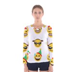 Xmas Emoji Happy Faces Women s Long Sleeve Tee