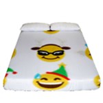 Xmas Emoji Happy Faces Fitted Sheet (Queen Size)