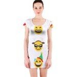 Xmas Emoji Happy Faces Short Sleeve Bodycon Dress