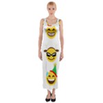 Xmas Emoji Happy Faces Fitted Maxi Dress