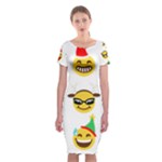 Xmas Emoji Happy Faces Classic Short Sleeve Midi Dress