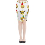 Xmas Emoji Happy Faces Midi Wrap Pencil Skirt