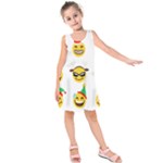 Xmas Emoji Happy Faces Kids  Sleeveless Dress